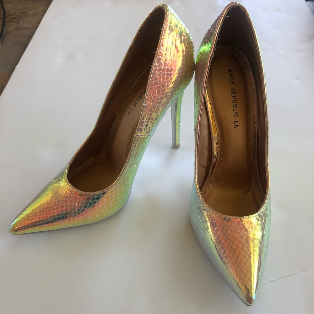 Show Republic LA Holographic Heels Snake Pointed 8